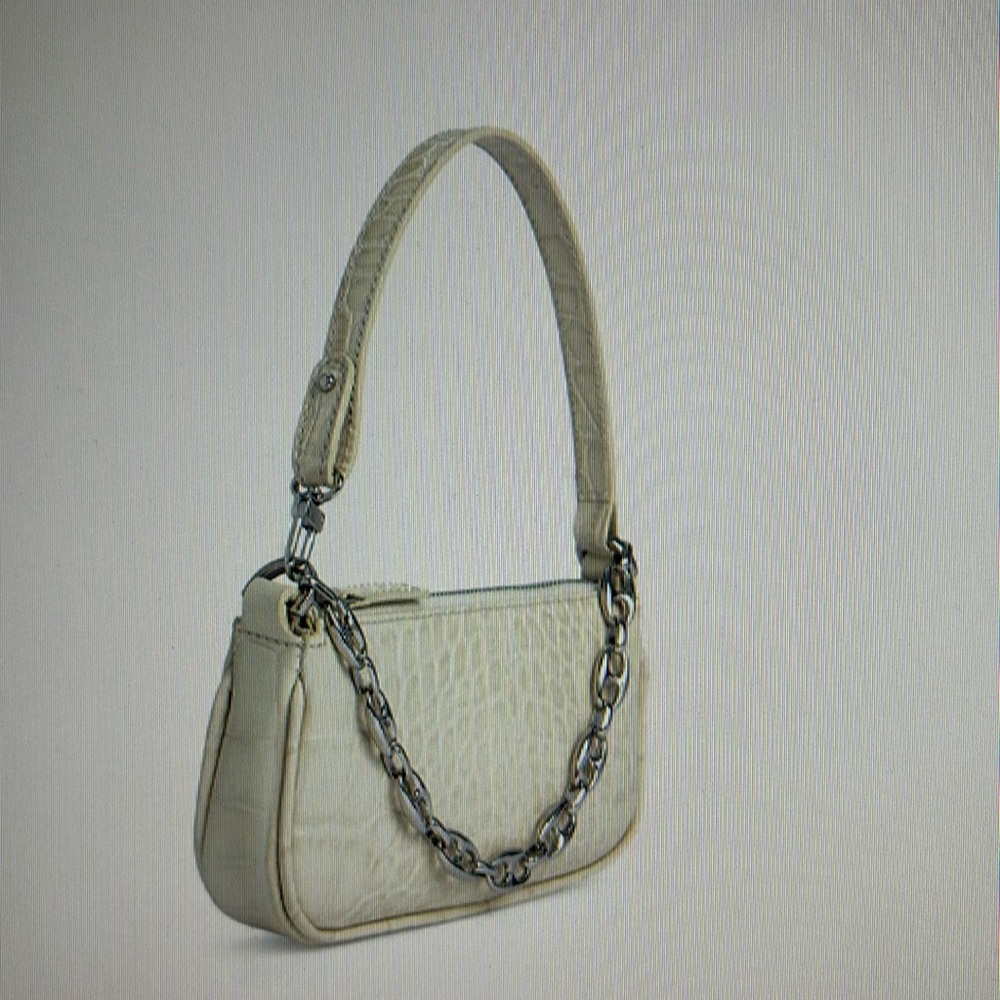 NWT Mini By Far Rachel Cream Croco Embossed Leather - Picture 2 of 3